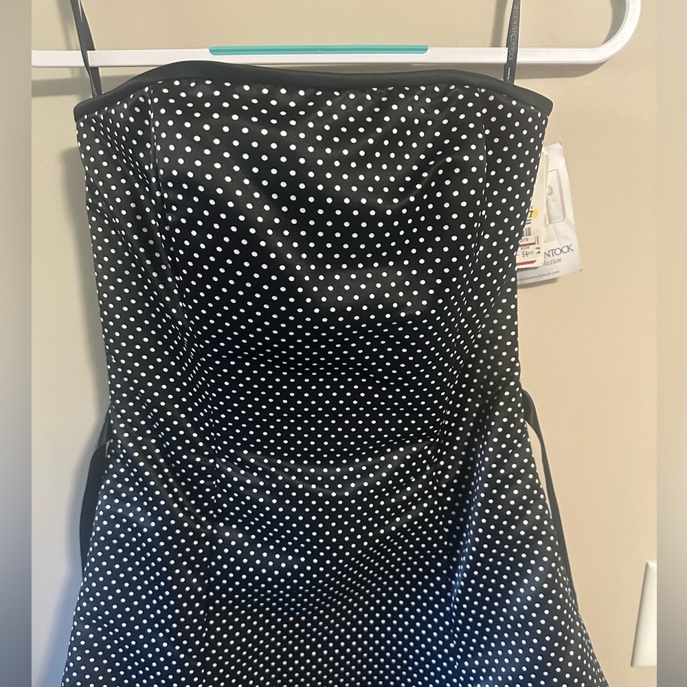 NWT JESSICA MCCLINTOCK black white polka dot dress